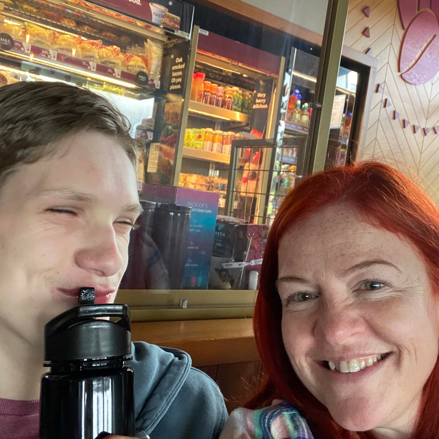 Two people in a coffee shop